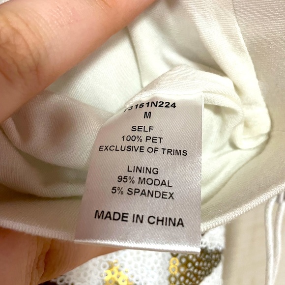 NWT Tart Collections White And Gold Sequin Aztec Pattern Miniskirt Sz M - Picture 6 of 6